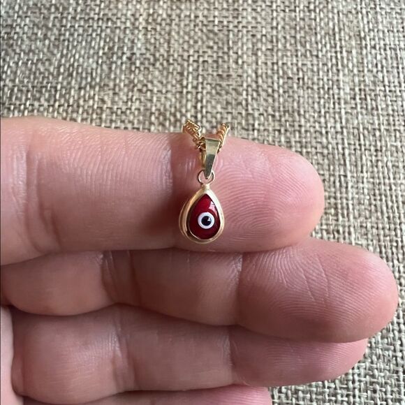 Tear evil eye 14k Solid Gold Pendant perfect gift for anyone birthday gift - Picture 1 of 4